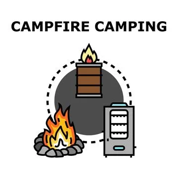 Campfire camping heat source option concept Stock Illustration