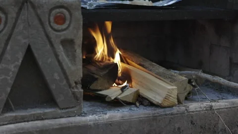 Campfire at campsite Stock Footage 263786381