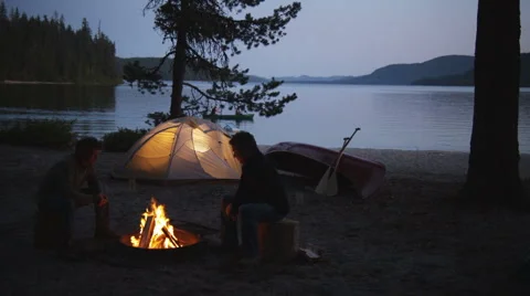 Campfire Canoe 36 Stock Footage 2496913