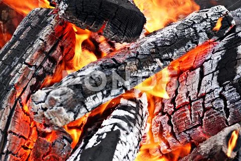 Campfire close up Stock Photos