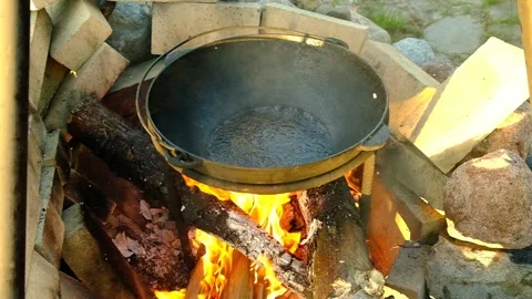 Campfire cooking. Stock Footage 155206079