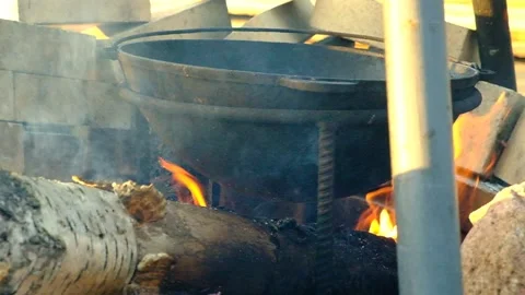 Campfire cooking. Stock Footage 155206534