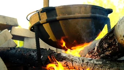 Campfire cooking. Stock Footage 155206541