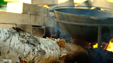 Campfire cooking. Stock Footage 155206657