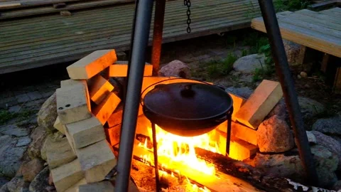 Campfire cooking. Stock Footage 155207096