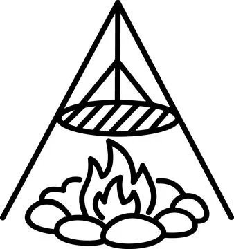 Campfire with cooking grate line icon Stockillustratie