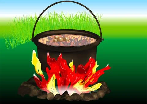 Campfire cooking Stock Illustration
