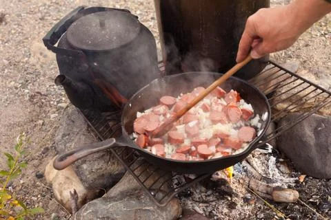 Campfire cooking Stock Photos
