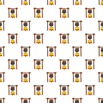 Campfire cooking pot abstract seamless pattern background Illustrazione stock