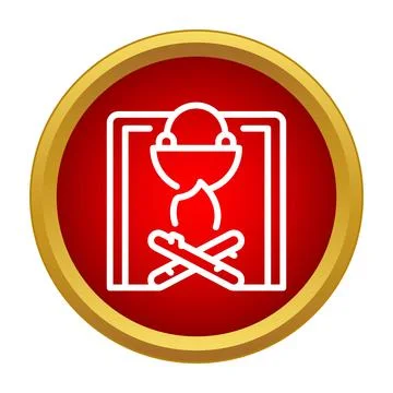 Campfire cooking pot with flame concept icon Stock Illustration