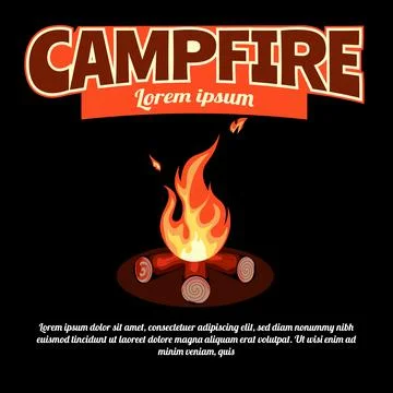 Campfire design for adventure event program Stock Illustration