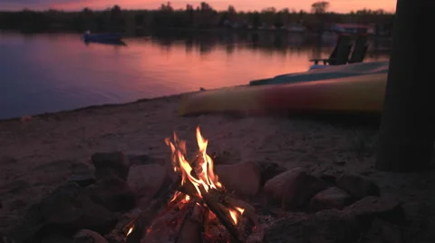 Campfire during a beautiful Sunset on a Beach. Stock-Footage 63348338