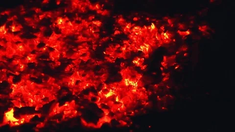 Campfire embers glowing red. Stock Footage 88368960