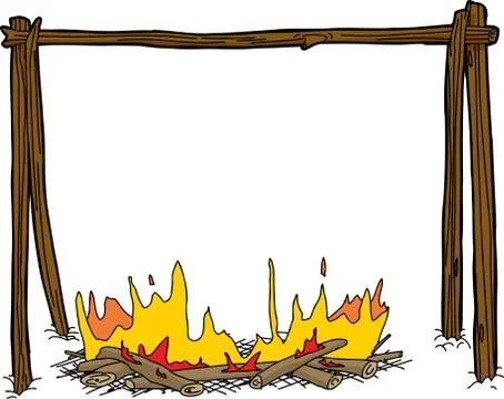 Campfire with Empty Pot Holder Stock Illustration