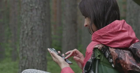 Campfire, enjoy, fire, flame, night, phone Stock Footage 64784622