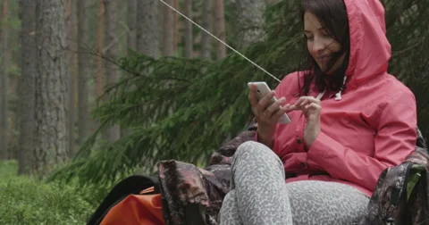 Campfire, enjoy, fire, flame, night, phone Stock Footage 64785440