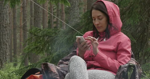 Campfire, enjoy, fire, flame, night, phone Stock Footage 64788194