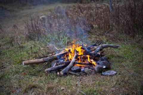 Campfire In Fall Stock Photos