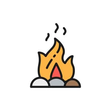 Campfire, fire, bonfire flat color line icon. Isolated on white background Stock-Illustration