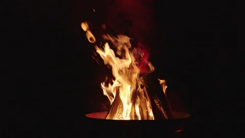 Campfire in firebox with red smoke Stock-Footage 126084999