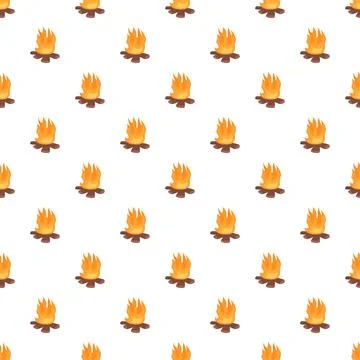Campfire flame burning wood simple pattern background Stock Illustration