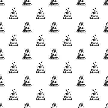 Campfire flame outline pattern seamless background design Stock Illustration