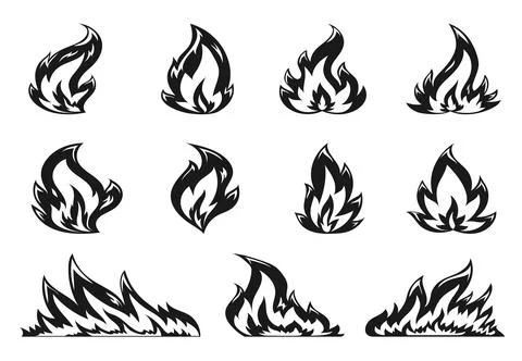 Campfire flame wildfire bonfire burn power fire Stock Illustration