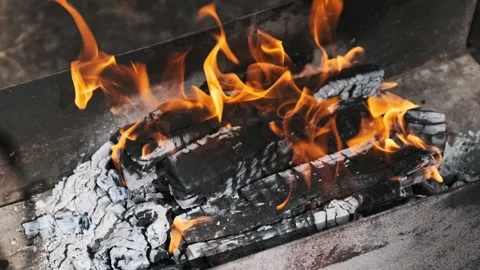 Campfire Flames in Brazier Stock Footage 284961840