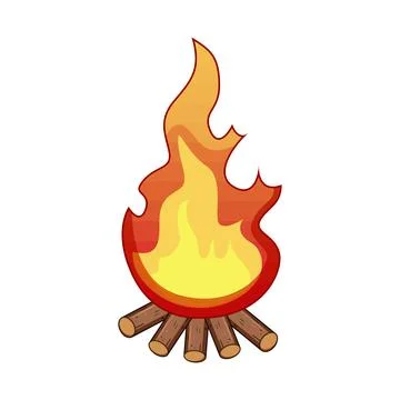 Campfire with flames burning on wood logs Stock Illustration