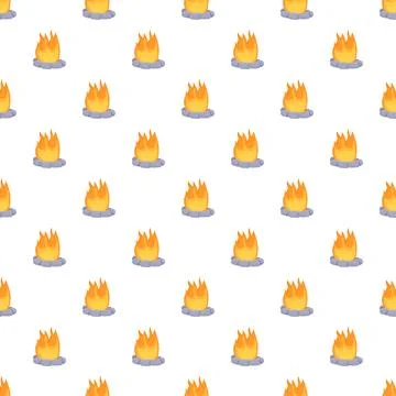 Campfire flames in cartoon endless pattern 스톡 일러스트
