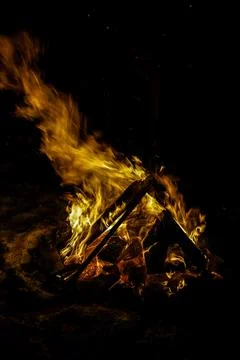 Campfire Flames at Night Stock Photos