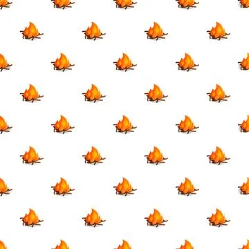Campfire flames on wood seamless pattern design Stock Illustration