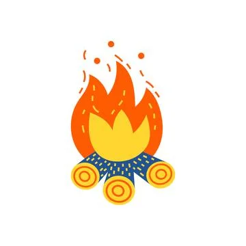 Campfire flat illustration Stock Illustration