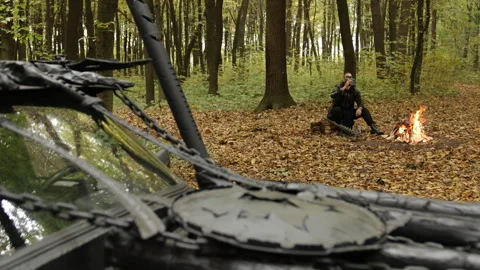 Campfire forest, Campfire woods, Rugged attire Stock Footage 306239034