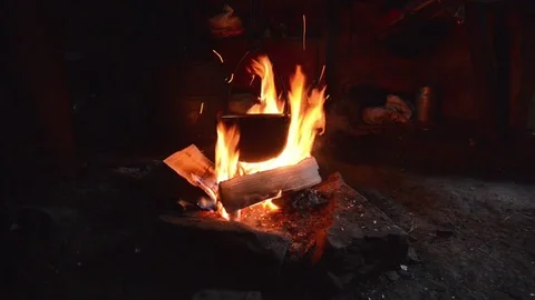 Campfire on forest Stock Footage 82534062