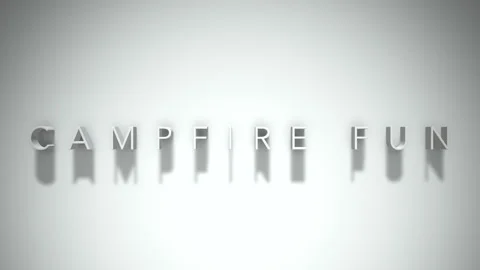 Campfire fun 3D title animation with shadows on a white background Stock Footage 298006076
