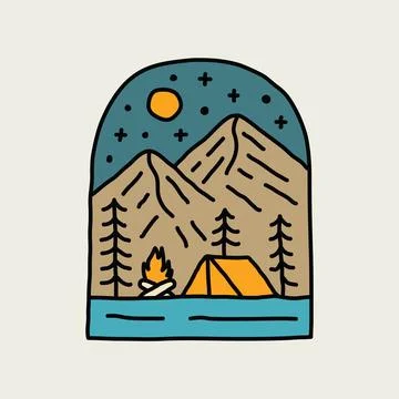 Campfire graphic illustration vector art t-shirt design Stock Illustration