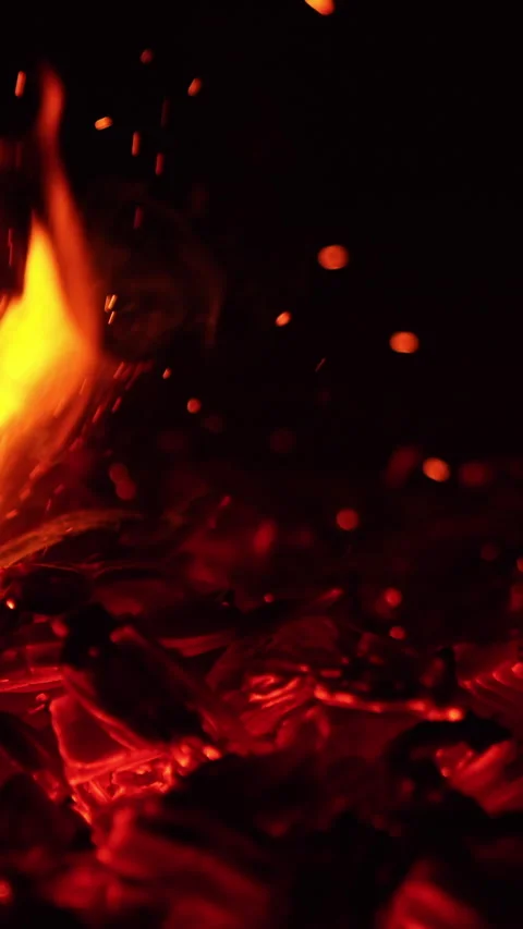 The campfire has burnt out and little flame is still on. Stock Footage 316262411