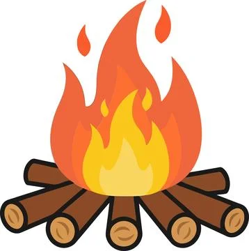 Campfire icon with burning flames 스톡 일러스트