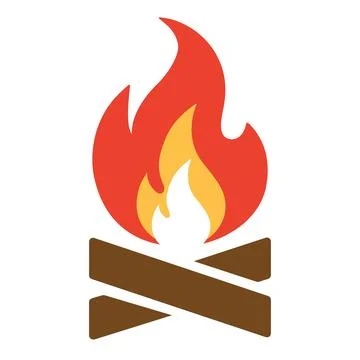Campfire icon, flame, fire with firewood isolated on white background. Vector Stock Illustration