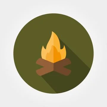 Campfire. Icon. Flat Stock Illustration