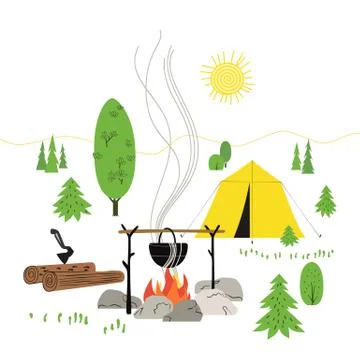 Campfire icon isolated Stock Illustration