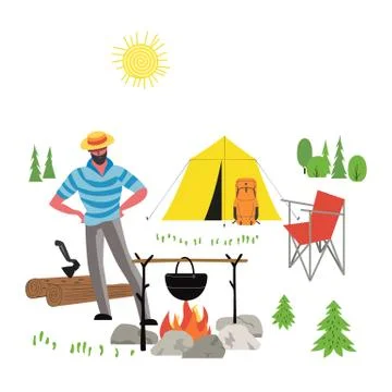 Campfire icon isolated Stock Illustration