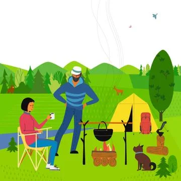 Campfire icon isolated Stock Illustration