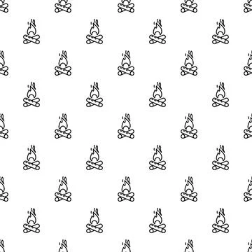 Campfire icon pattern repeating on white background Stock Illustration