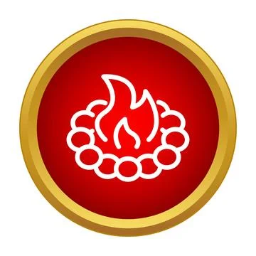 Campfire icon representing camping and outdoor activities Stock Illustration