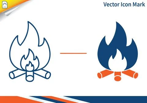 Campfire icon set simple design outline and filled. Stock-Illustration