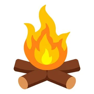 Campfire icon symbolizing warmth, outdoor adventure, camping, and survival Stock Illustration