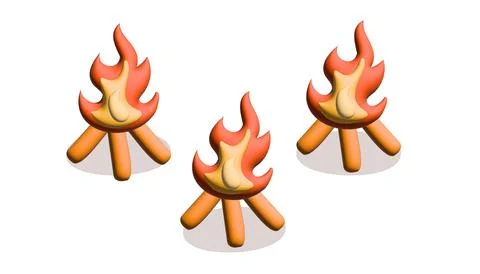 Campfire illustration 3d elements isolated on white Stock Illustration