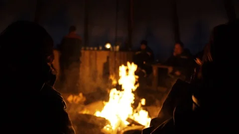 Campfire inside tent Stock Footage 89504033